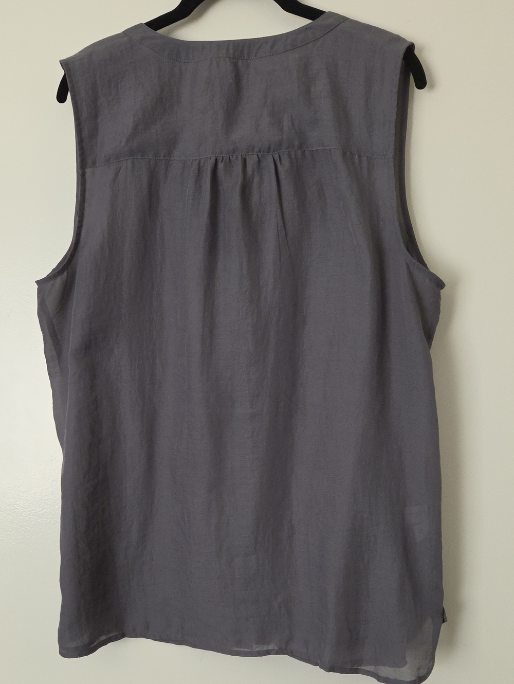 LOFT Slate Gray Sleeveless Ruffle-Front Blouse - Picture 6 of 8